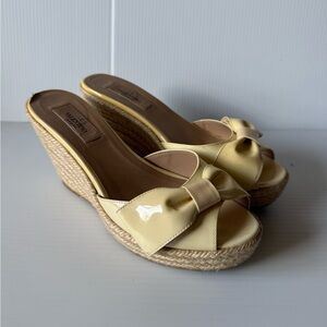 Valentino Garavani Patent Leather Wedge Espadrille Sandals - EU38 US7.5